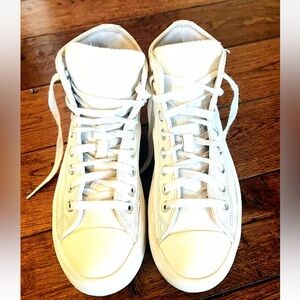 CONVERSE Chuck Taylor Move All Star Platform Leather Sneakers SZ 8 White
